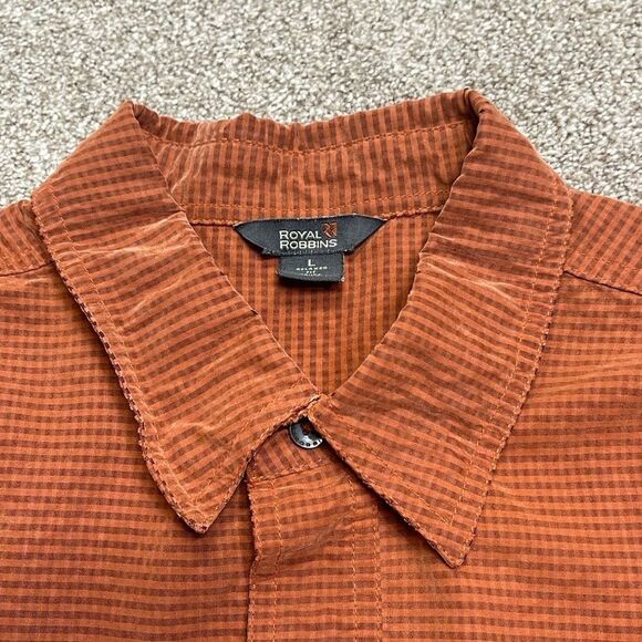 Royal Robbins mens long sleeve button up shirt sz Large orange relaxed fit shirt - Picture 3 of 12